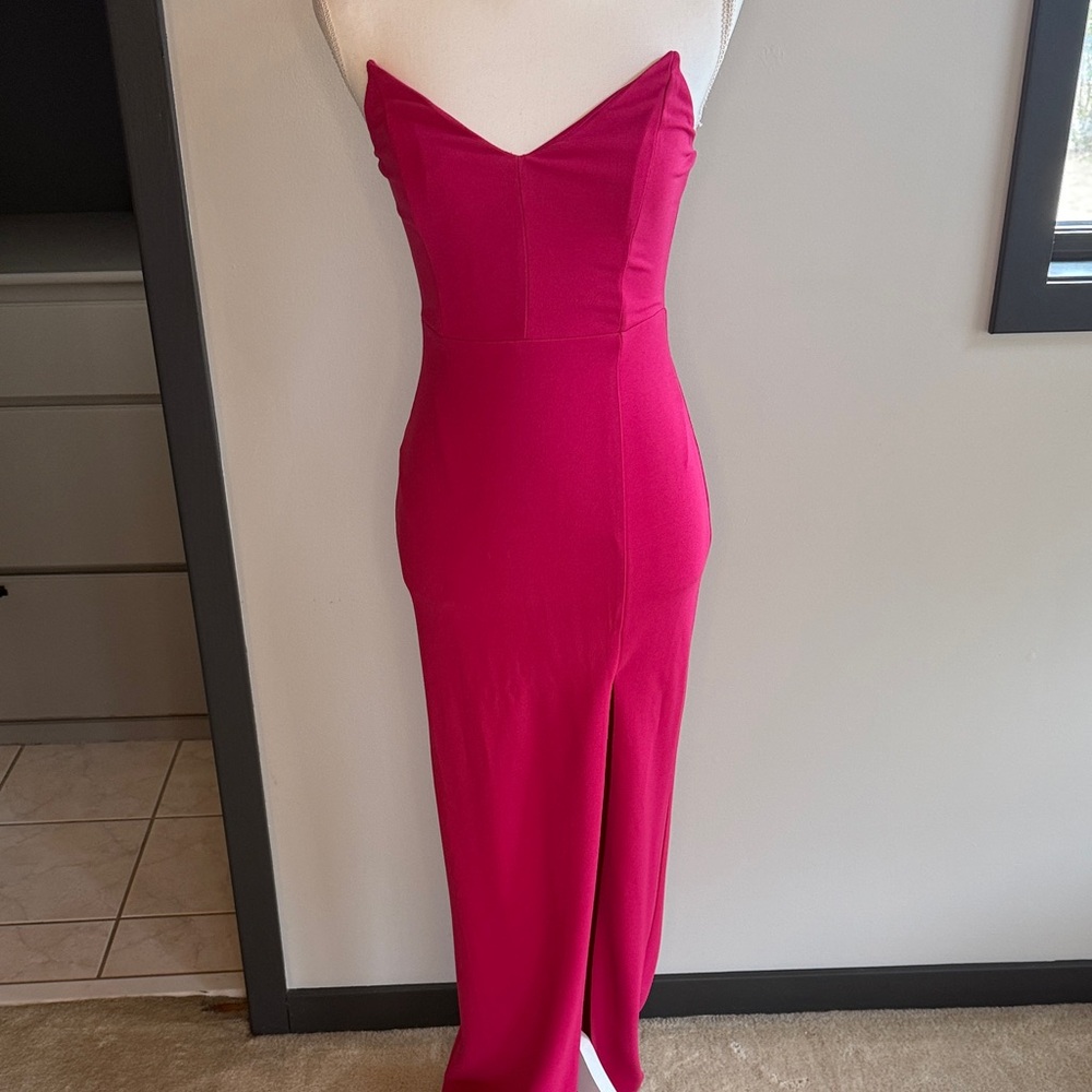 Lulu's Vibrant Pink Strapless Dress